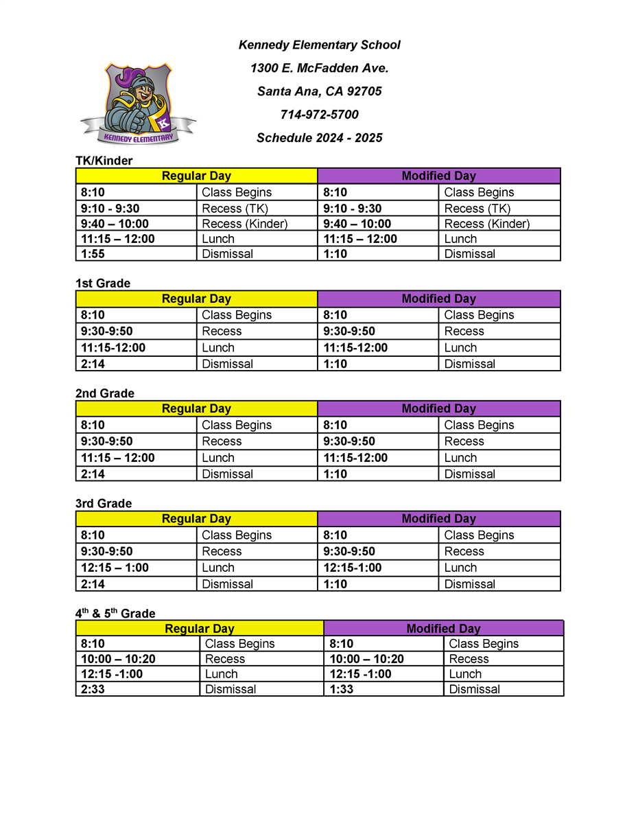 Bell Schedule